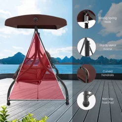 Costway 3-Seat Outdoor Converting Patio Swing Glider Adjustable Canopy Porch Swing Coffee/Black/Red -Quality Garden Outdoor Store GUEST 96c98f2d a3a0 4055 b43a 2bdbe743f76b