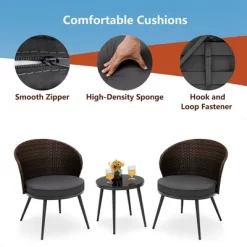 Tangkula 3PCS Rattan Patio Furniture Set Outdoor Conversation Furniture Set W/ Seat Cushions -Quality Garden Outdoor Store GUEST 9763f91c 8dcc 47bf bde9 08c32377dc67