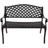 Sunnydaze Decor Sunnydaze 2-Person Checkered Design Cast Aluminum Outdoor Patio Bench, Black