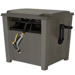 Suncast Farmington Smart Tube Weatherproof Outdoor Hideaway Standard Garden Hose Storage Pot Container With Brass Connections, Stoney (2 Pack) -Quality Garden Outdoor Store GUEST 98680826 0eb6 414b 9fae a88b84971c1d