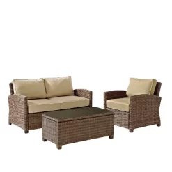 Bradenton 3pc Outdoor Conversation Set With Loveseat & Armchair With Coffee Table - Crosley -Quality Garden Outdoor Store GUEST 98b57eb8 148d 4c2d 843a 379cab4ec57f