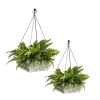 Evergreen Geometric Embossed Metal Planter, Set Of 2