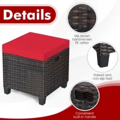Costway 2PCS Patio Rattan Ottoman Cushioned Seat Foot Rest Coffee Table Red -Quality Garden Outdoor Store GUEST 98d4faaf 59d5 4ebb 80c8 52d9da4a6c8c
