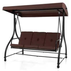 Costway 3-Seat Outdoor Converting Patio Swing Glider Adjustable Canopy Porch Swing Coffee/Black/Red -Quality Garden Outdoor Store GUEST 9926c5ff f319 4881 ada5 858e2dadb04d