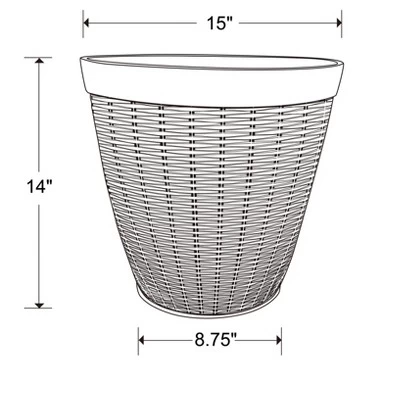 15" Jamaica Wicker Planter, Dark Coffee - Southern Patio 2 15" Jamaica Wicker Planter, Dark Coffee - Southern Patio - Image 2