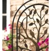 Plow & Hearth - Arched Metal Garden Trellis With Symbolic Tree Of Life Design, Weather-Resistant, Antique Copper