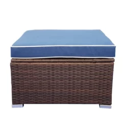 3pc Wicker Patio Sectional Seating Set With Cushions - Brown/Blue - GODEER -Quality Garden Outdoor Store GUEST 9aaf0ead f701 4d0a b5e3 a3fafa715ce5