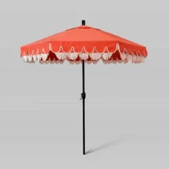 7.5' Sunbrella Scallop Base Fringe Market Patio Umbrella With Push Button Tilt - Bronze Pole - California Umbrella -Quality Garden Outdoor Store GUEST 9b1298e4 dadb 4df0 8538 c053eb45a22a
