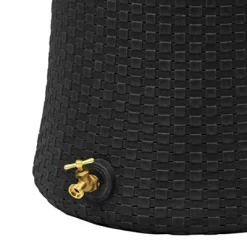 Good Ideas Impressions 50 Gallon Nantucket Outdoor Home Rain Barrel Water Storage Collector With Garden Planter And Brass Spigot, Black