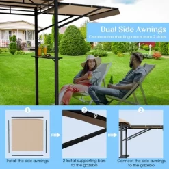 Tangkula 13.5'x 4'Patio BBQ Grill Gazebo Side Awnings Shelves 2-Tier Canopy Outdoor -Quality Garden Outdoor Store GUEST 9b8190d2 b026 4441 993e 3ddcc4a86d77