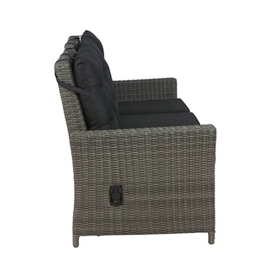 Asti Wicker 3 Seat Reclining Sofa With Cushions - Gray - Alaterre Furniture 3 Asti Wicker 3 Seat Reclining Sofa With Cushions - Gray - Alaterre Furniture - Image 3