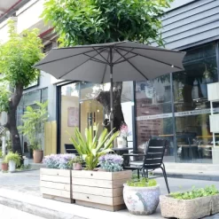 9-Foot Patio Umbrella - Easy Crank Outdoor Table Umbrella With Steel Ribs And Aluminum Pole For Deck, Porch, Backyard, Or Pool By Nature Spring (Gray) -Quality Garden Outdoor Store GUEST 9bd677ea 22f8 4eb3 bb86 02e198a11478