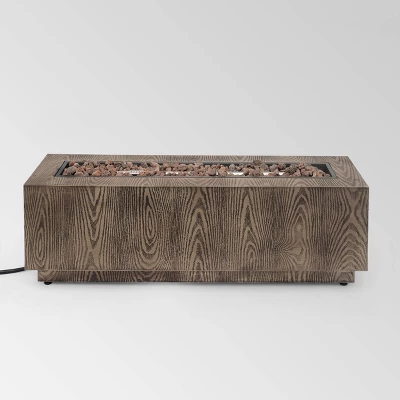 Wellington 48" Rectangular Iron Gas Fire Pit With Tank Holder - Brown - Christopher Knight Home 10 Wellington 48" Rectangular Iron Gas Fire Pit With Tank Holder - Brown - Christopher Knight Home - Image 10