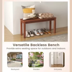 Costway Patio Backless Bench 2-Seater Outdoor Dining Bench Solid Wood Garden Backyard -Quality Garden Outdoor Store GUEST 9c040ad0 50af 4c33 b19a 78aaf6fc98a8