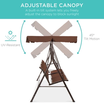 Best Choice Products 2-Seater Outdoor Adjustable Canopy Swing Glider Patio Bench W/ Textilene, Steel Frame 4 Best Choice Products 2-Seater Outdoor Adjustable Canopy Swing Glider Patio Bench W/ Textilene, Steel Frame - Image 4