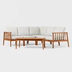 Saracina Home 6pc Modern Boho Outdoor Eucalyptus Spindle Sectional -Quality Garden Outdoor Store GUEST 9c16328e 5a66 4ffc 8141 a2a60ce01c81