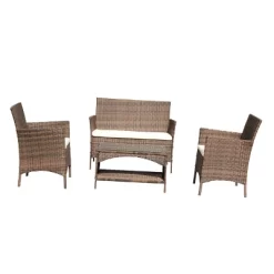4pc Rattan Wicker Outdoor Lounge Chair With Cushions - Brown/Beige - GODEER 14 4pc Rattan Wicker Outdoor Lounge Chair With Cushions - Brown/Beige - GODEER -Quality Garden Outdoor Store GUEST 9c455389 3826 4783 b4a5 00afd9e31bd8
