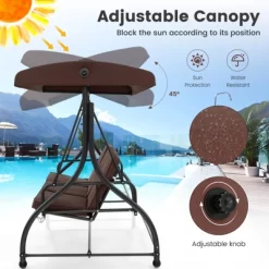 Costway 3-Seat Outdoor Converting Patio Swing Glider Adjustable Canopy Porch Swing Coffee/Black/Red -Quality Garden Outdoor Store GUEST 9c9f4238 12e5 47e0 948b b881bb3cf7fb