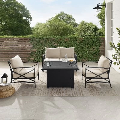 Kaplan 4pc Outdoor Conversation Set With Dante Fire Table - Oatmeal - Crosley 7 Kaplan 4pc Outdoor Conversation Set With Dante Fire Table - Oatmeal - Crosley - Image 7