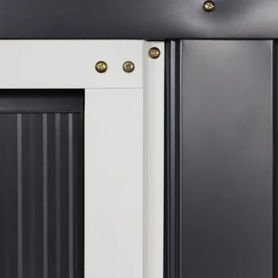 Outsunny 11' X 13' Metal Storage Shed Garden Tool House With Double Sliding Doors, 4 Air Vents For Backyard, Patio, Lawn Dark Gray 4 Outsunny 11' X 13' Metal Storage Shed Garden Tool House With Double Sliding Doors, 4 Air Vents For Backyard, Patio, Lawn Dark Gray - Image 4