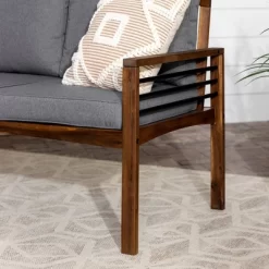 Saybrook Modern Metal And Wood Patio Loveseat - Gray/Dark Brown - Saracina Home -Quality Garden Outdoor Store GUEST 9d3c59a7 d784 409b 8d9b 2ff43d11dbb3