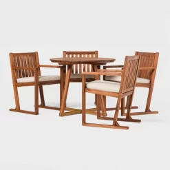 Saracina Home 5pc Modern Slatted Acacia Outdoor Dining Set With Round Table 10 Saracina Home 5pc Modern Slatted Acacia Outdoor Dining Set With Round Table -Quality Garden Outdoor Store GUEST 9d726d02 3bf0 4f04 9439 6de7c83b7e6c