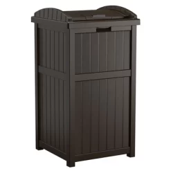 Suncast 73 Gallon Deck Box W/ Seat & Trash Hideaway Outdoor Garbage Bin, Java -Quality Garden Outdoor Store GUEST 9d8617a6 9a88 477c bad2 c544b6aba41f