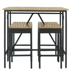 5-Piece Outdoor Patio Wicker Bar Set With Foldable Acacia Wood Top With 4 Stools And 1 Table,Brown - ModernLuxe -Quality Garden Outdoor Store GUEST 9dfa8bc2 46d0 4e9b ad41 fd778f8bfcf3