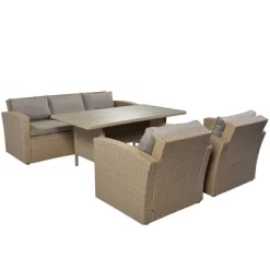 4pc Outdoor Wicker Conversation Set With Cushions - Gray - GODEER -Quality Garden Outdoor Store GUEST 9e446c0f 6a45 4168 86fd 6db506ff8a61