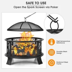 Costway 26" Outdoor Fire Pit Wood Burning Metal Firepit Bowl With Spark Screen Poker 12 Costway 26" Outdoor Fire Pit Wood Burning Metal Firepit Bowl With Spark Screen Poker -Quality Garden Outdoor Store GUEST 9e8e0673 71dc 488e 8a52 9a607053af6c
