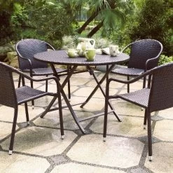 Palm Harbor 5pc Outdoor Wicker Dining Set - Brown - Crosley -Quality Garden Outdoor Store GUEST 9f2d6ba0 3764 47d4 b2a7 b9639caef22e