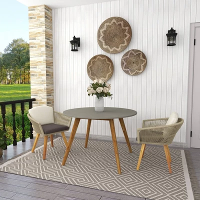 Small Round Concrete Outdoor End Table - Gray - Olivia & May 10 Small Round Concrete Outdoor End Table - Gray - Olivia & May - Image 10