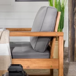 Galia 2pc Square Leg Acacia Wood Chair And Ottoman With Cushions - Brown - Saracina Home 26 Galia 2pc Square Leg Acacia Wood Chair And Ottoman With Cushions - Brown - Saracina Home -Quality Garden Outdoor Store GUEST 9ff6703f 494c 4b96 9dac b82d4bc86e58