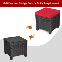 Costway 2PCS Patio Rattan Ottoman Cushioned Seat Foot Rest Coffee Table Red -Quality Garden Outdoor Store GUEST a1859c0e c3d6 4a74 8c53 2d248e0fe2cf