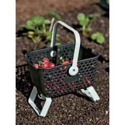 Gardener's Supply Company Multipurpose Mini Garden Basket | Mini Mod Hod For Collecting, Carrying, And Cleaning | Folding Legs And Handle | 9.5"L X 7"