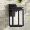 Possini Euro Design Atkins Modern Outdoor Wall Light Fixture Matte Black 14 1/4" Clear Glass For Post Exterior Barn Deck House Porch Yard Posts Patio