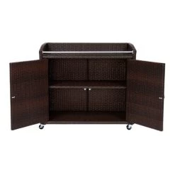 Teamson Home 39.5" Veronica Rolling Outdoor PE Rattan Bar Cart With Storage, Brown -Quality Garden Outdoor Store GUEST a2cab8a8 d43f 4592 bcaf 1e3b03f72051