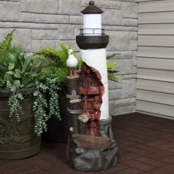 Sunnydaze Decor Sunnydaze 36"H Electric Polyresin Gull's Cove Lighthouse Outdoor Water Fountain With LED Light -Quality Garden Outdoor Store GUEST a310b993 790b 482b 8ee3 f5b4e1fe9bb1