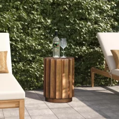 LuxenHome Weathered Copper Cement Indoor Outdoor Round Side Table -Quality Garden Outdoor Store GUEST a311de1a f1a7 4cf4 877e 4e80bf1f117e