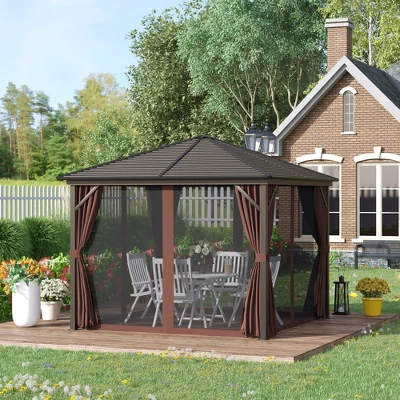 Outsunny 10x10 Hardtop Gazebo With Aluminum Frame, Permanent Metal 2 Outsunny 10x10 Hardtop Gazebo With Aluminum Frame, Permanent Metal - Image 2