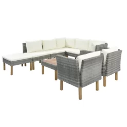9pc Wicker & Acacia Wood Patio Conversation Set With Cushions - Beige - GODEER 13 9pc Wicker & Acacia Wood Patio Conversation Set With Cushions - Beige - GODEER -Quality Garden Outdoor Store GUEST a3341978 a647 4d96 a35c 4cf236e0ba7d