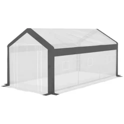 Outsunny 20' X 10' X 9' Walk-In Greenhouse, Outdoor Gardening Canopy With 6 Roll-up Windows, 2 Zippered Doors & Weather Cover, White -Quality Garden Outdoor Store GUEST a3435d0e 283b 4cfd 9bcb c8a61c466e98
