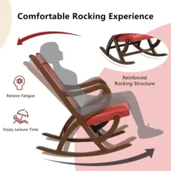 Tangkula 2PCS Rocking Chair W/ Cushion Ergonomic Backrest &115-Degree Backrest Angle &Curved Armrests For Nursery Living Room Red -Quality Garden Outdoor Store GUEST a3516bf5 d831 440a b180 c6d45e02c876