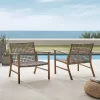 Ridley 2pk Outdoor Wicker & Metal Arm Chairs - Gray - Crosley