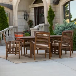 7pc Acacia Wood Patio Dining Set With Cushions - Saracina Home -Quality Garden Outdoor Store GUEST a451277b 3ed7 403f 81d1 4b7c21d4cf6f