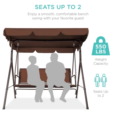 Best Choice Products 2-Seater Outdoor Adjustable Canopy Swing Glider Patio Bench W/ Textilene, Steel Frame 3 Best Choice Products 2-Seater Outdoor Adjustable Canopy Swing Glider Patio Bench W/ Textilene, Steel Frame - Image 3