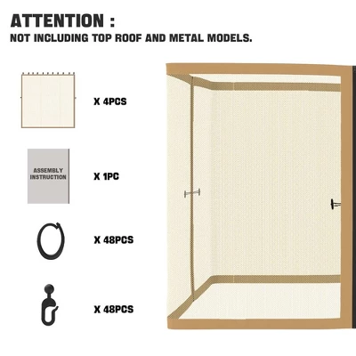 Aoodor Gazebo Netting Screen Replacement Universal 4-Panel Sidewalls 10' X 13' (Only Netting) 2 Aoodor Gazebo Netting Screen Replacement Universal 4-Panel Sidewalls 10' X 13' (Only Netting) - Image 2