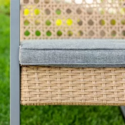 Komodo Modern Boho Faux Rattan & Metal Outdoor Rocking Chair With Cushion - Brown/Gray - Saracina Home -Quality Garden Outdoor Store GUEST a71a9c37 cd34 445c 88c4 696410288c89