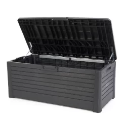 Toomax Florida UV Resistant Lockable Deck Storage Box Bench For Outdoor Pool Patio Garden Furniture & Indoor Toy Bin Container, 145 Gal (Anthracite) -Quality Garden Outdoor Store GUEST a71b0dc4 3e8e 48b1 a7c1 7c186356245a