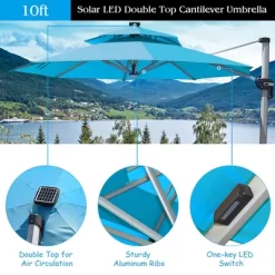Costway 10ft Solar LED Patio Umbrella 360Degree Rotation W/USB Turquoise -Quality Garden Outdoor Store GUEST a7297e60 7b17 4a18 a374 b2fcdc33c610